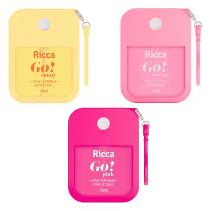 Imagem do produto Kit Ricca Go! Trio Spray Perfumado Pink + Sunny + Sweety