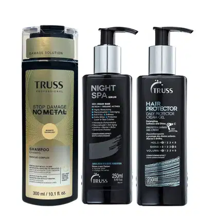 Imagem do produto Kit Truss No Metal - Shampoo 300ml + Night SPA 250ml + Hair Protector 250ml