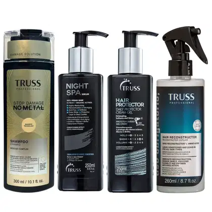 Imagem do produto Kit Truss No Metal - Shampoo 300ml + Night SPA 250ml + Hair Protector 250ml + Spray Uso Obrigatório 260ml