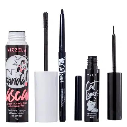 Imagem do produto Kit Vizzela Máscara de Cilios No Panda Black + Delineador Ultra Black + Lapiseira Ultra Black
