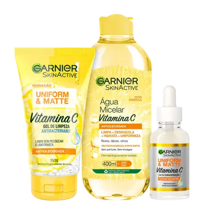 Imagem do produto Kit Garnier SkinActive Uniform & Matte Vitamina C (3 Produtos)