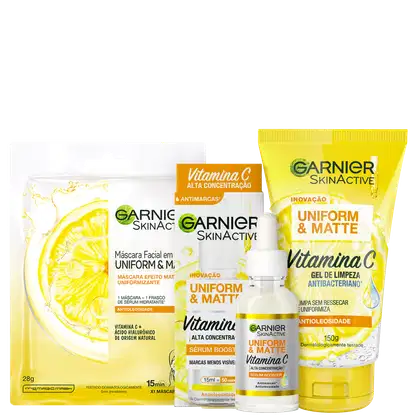 Imagem do produto Kit Garnier SkinAtive Uniform & Matte Triplo (3 Produtos)