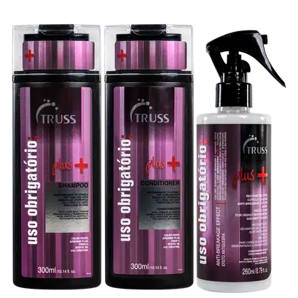 Imagem do produto Combo Reconstrutor Uso Obrigatório; Plus+: Shampoo 300ml + Condicionador 300ml + Reconstrutor 260ml