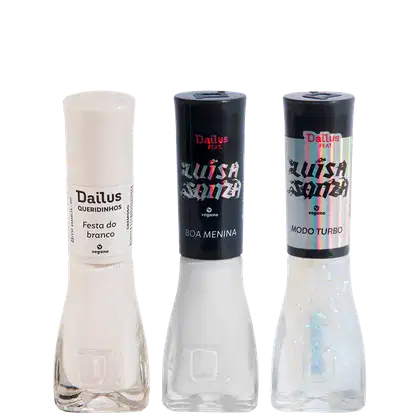 Imagem do produto Kit Dailus Tons de Branco + Top Coat Efeito Holográfico (3 Produtos)