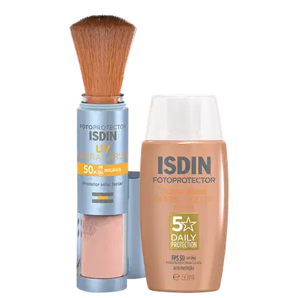 Imagem do produto Kit ISDIN Fusion Water 5 Stars Color Médio + UV Brush Mineral (2 Produtos)