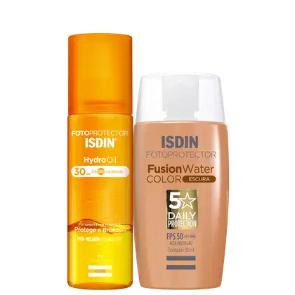 Imagem do produto Kit ISDIN Fusion Water 5 Stars Color Escura + HydroOil (2 Produtos)