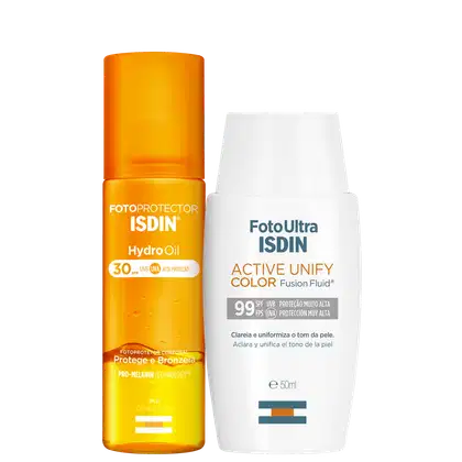 Imagem do produto Kit ISDIN Foto Ultra Active Unify Fusion Fluid Color + HydroOil (2 Produtos)