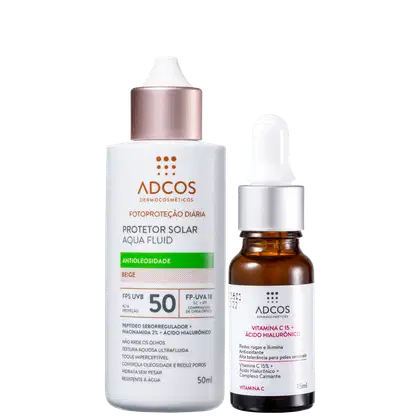 Imagem do produto Kit Adcos Fotoproteção Diária Aqua Fluid Vitamina C 15 Peach (2 Produtos)