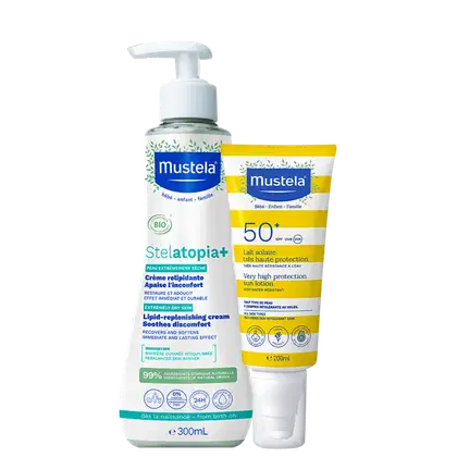 Imagem do produto Kit Mustela Protetor Solar FPS50 + Creme Stelatopia (2 Produtos)