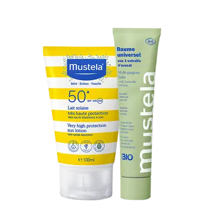 Imagem do produto Kit Mustela Bálsamo Hidratante + Protetor Solar (2 Produtos)