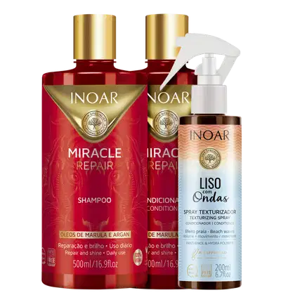 Imagem do produto Kit Inoar Miracle Repair Liso com Ondas Trio (3 Produtos)