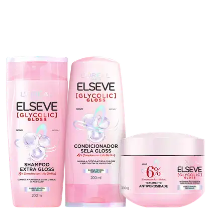 Imagem do produto Kit Elseve L’Oréal Paris Glycolic Gloss Essential Trio (3 Produtos)
