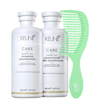 Imagem do produto Kit Beleza na Web Keune Care Satin Oil e Wet Brush Go Green Trio (3 Produtos)