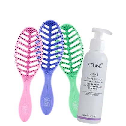 Imagem do produto Kit Beleza na Web Keune Care Blonde Savior e Wet Brush Go Green Speed Dry Treatment (4 Produtos)