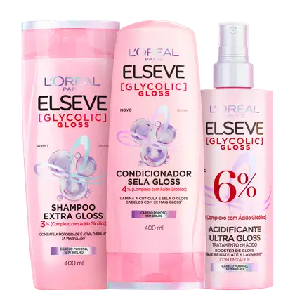 Imagem do produto Kit Elseve L’Oréal Paris Glycolic Gloss (3 Produtos)