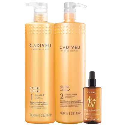 Imagem do produto Kit Cadiveu Professional Nutri Glow Açaí Oil Care Essential Salon (3 Produtos)