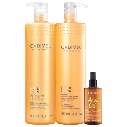Imagem do produto Kit Cadiveu Professional Nutri Glow Açaí Oil Care Trio Salon (3 Produtos)