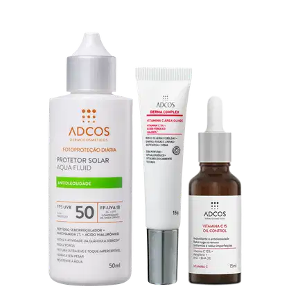 Imagem do produto Kit Adcos Aqua Fluid + Derma Complex + Vitamina C 15 Trio (3 Produtos)