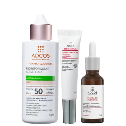 Imagem do produto Kit Adcos Aqua Fluid Nude + Derma Complex + Vitamina C 15 (3 Produtos)