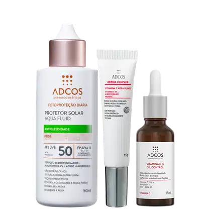 Imagem do produto Kit Adcos Aqua Fluid Beige + Derma Complex + Vitamina C 15 (3 Produtos)