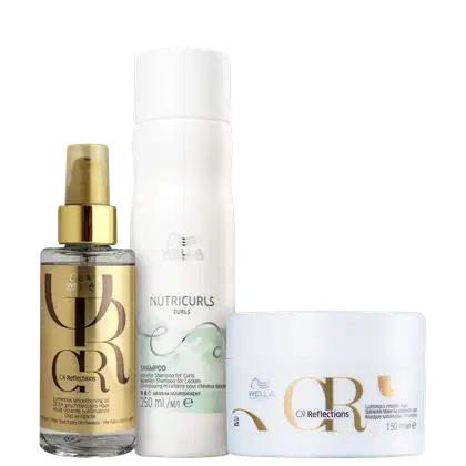 Imagem do produto Kit Wella Professionals Nutricurls Oil Reflections Trio de Cuidados (3 Produtos)