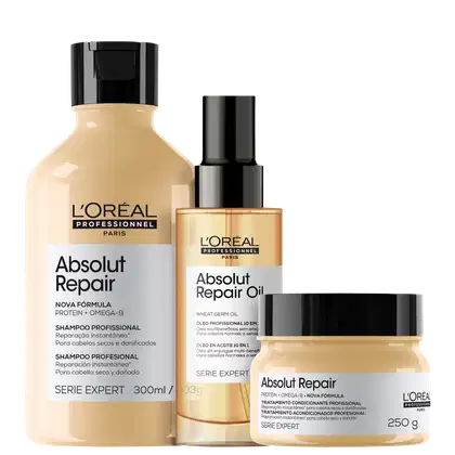 Imagem do produto Kit L'Oréal Professionnel Serie Expert Absolut Repair Omega-9 Tripla Ação (3 Produtos)