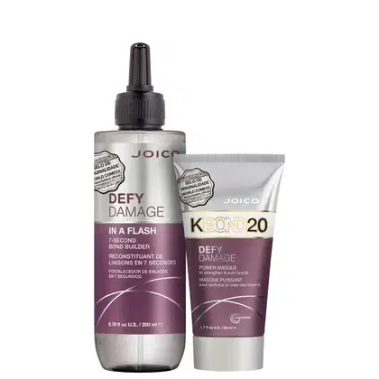Kit com máscara capilar e máscara líquida da linha Defy Damage da marca Joico.