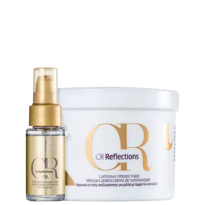 Kit com óleo capilar e máscara capilar Oil Reflections, da marca Wella Professionals.