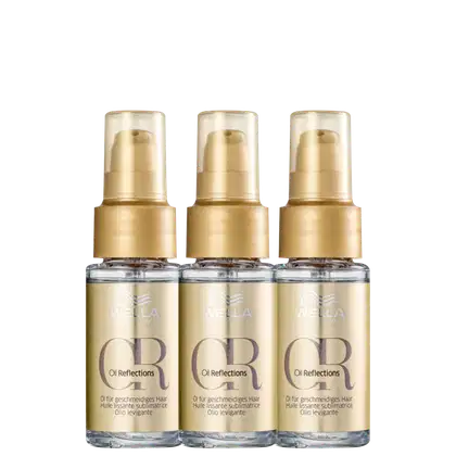 Kit Wella Professionals Oil Reflections Triplo Shine, com três unidades do óleo capilar Oil Reflections
