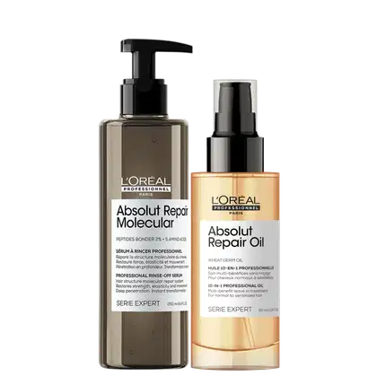 Kit L'Oréal Professionnel Absolut Repair Molecular + Repair Oil Mini, com Absolut Repair Molecular Sérum Capilar e Absolut Repair Gold Quinoa 10in1 Óleo Reparador, da marca  L'Oréal Professionnel