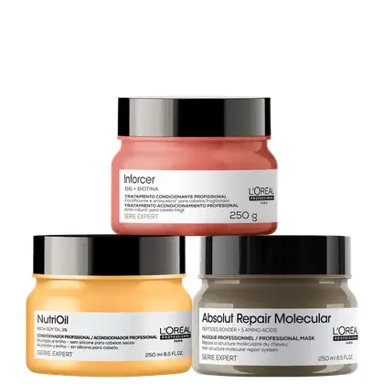 Imagem do produto Kit L'Oréal Professionnel Absolut Repair Molecular + NutriOil + Inforcer Masks (3 Produtos)