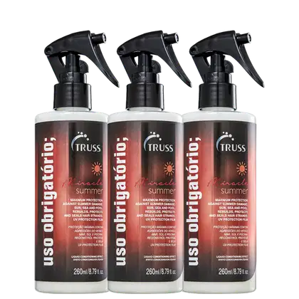 A imagem mostra três frascos do uso obrigatório miracle summer.