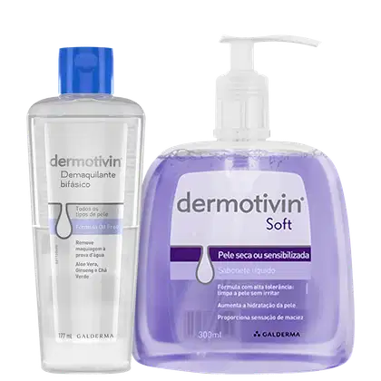 Kit Dermotivin com sabonete líquido Soft Espuma e demaquilante bifásico Makeup Remover
