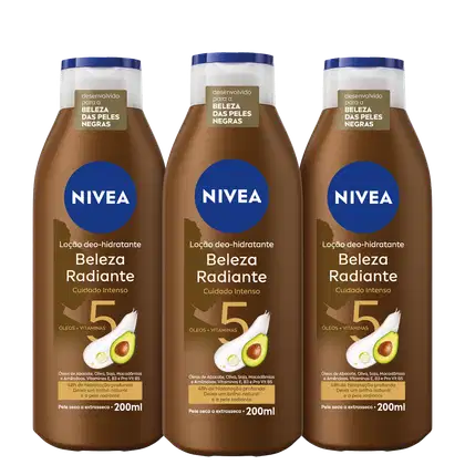 Kit NIVEA com 3 Unidades da loção deo-hidratante Beleza Radiante Cuidado Intenso