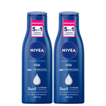 Kit NIVEA com 2 Unidades da loção Milk Pele Seca a Extrasseca Triplo de 200ml