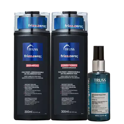 Kit TRUSS Frizz Zero + Uso Obrigatório Oil Trio, 3 produtos.
