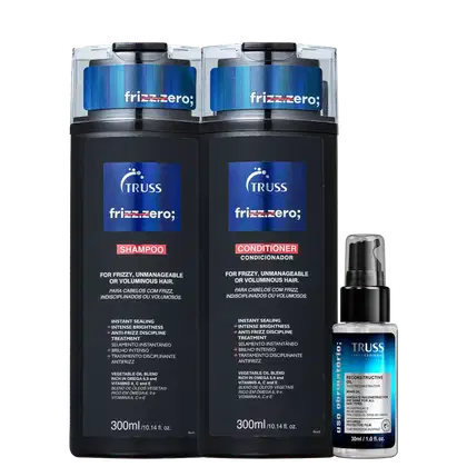 Kit TRUSS Frizz Zero + Uso Obrigatório Oil Mini, 3 produtos.