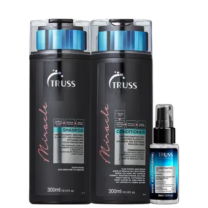 Kit TRUSS Miracle + Uso Obrigatório Oil Mini, 3 produtos.