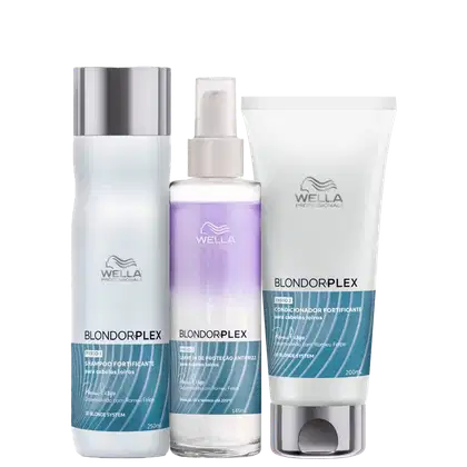 Kit Wella Professionals BlondorPlex com shampoo 250ml, condicionador 200ml e leave-in 145ml
