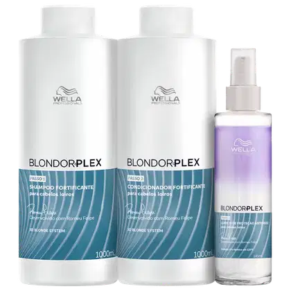 Kit Wella Professionals BlondorPlex com shampoo e condicionador de 1 litro e leave-in de 145ml