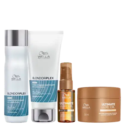 Kit Wella Professionals Ultimate Luxe Oil + BlondorPlex Quarteto, 4 produtos.