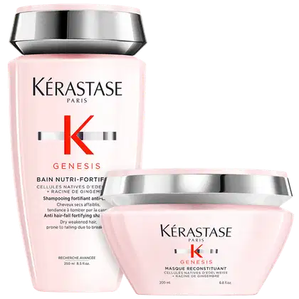 Kit com shampoo e máscara Genesis, da marca Kérastase.
