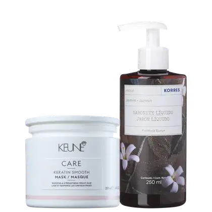 Kit Beleza na Web com máscara Keune Keratin Smooth + sabonete líquido Korres Jasmim