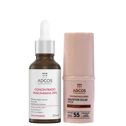 Kit Adcos Niacinamida 20% 30ml + Stick FPS55 Beige 17g