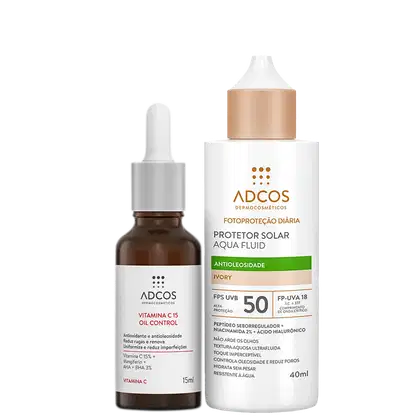 Imagem do produto Kit Adcos Vitamina C 15 + Aqua Fluid FPS50 Ivory (2 Produtos)