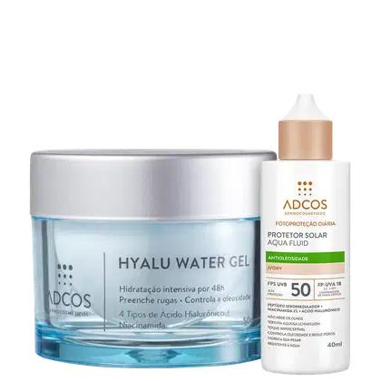 Imagem do produto Kit Adcos Hyalu Water Gel + Fotoproteção Diária Aqua Fluid FPS50 Ivory (2 Produtos)
