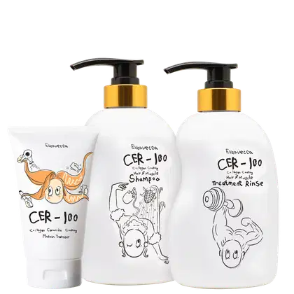 Kit Elizavecca CER-100 Collagen Coating Hair A+ Muscle + Ceramide Coating Protein Treatment, 3 produtos.