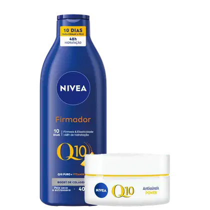 Kit NIVEA Q10 Power Dia + Firmador Q10, 2 produtos.
