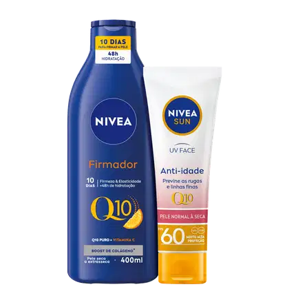 Kit NIVEA Firmador Q10 + SUN UV Face FPS 60, 2 produtos.