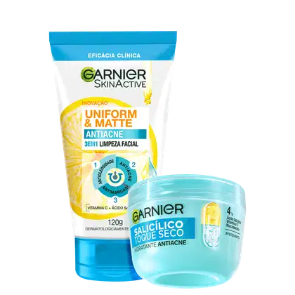 Imagem do produto Kit Garnier SkinActive Uniform & Matte Antiacne Toque Seco (2 Produtos)